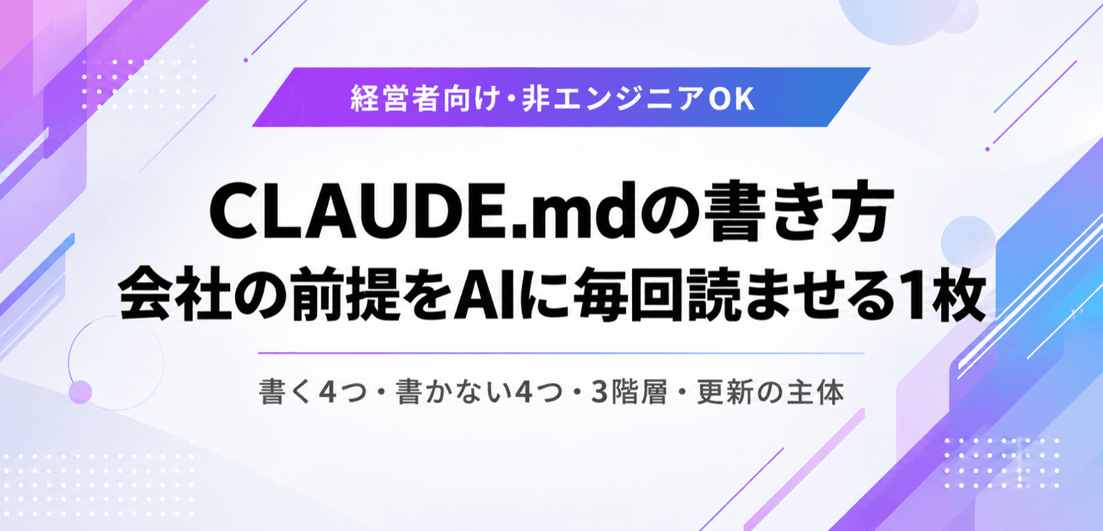 CLAUDE.mdの書き方。会社の前提をAIに毎回読ませる1枚